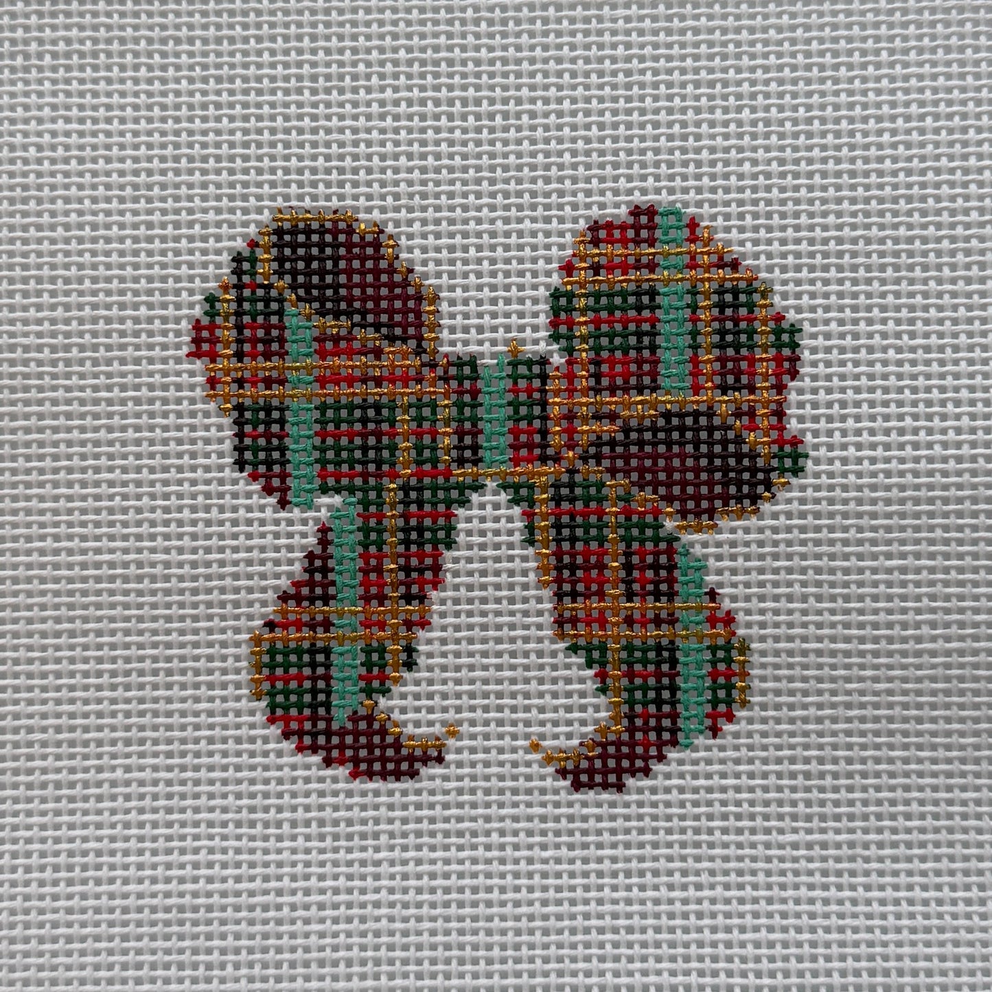 Mini Bow - Plaid Needlepoint Canvas