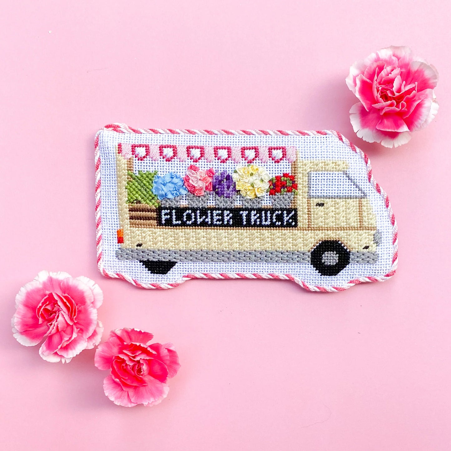 Flower Truck Needlepoint Canvas & Stitch Guide