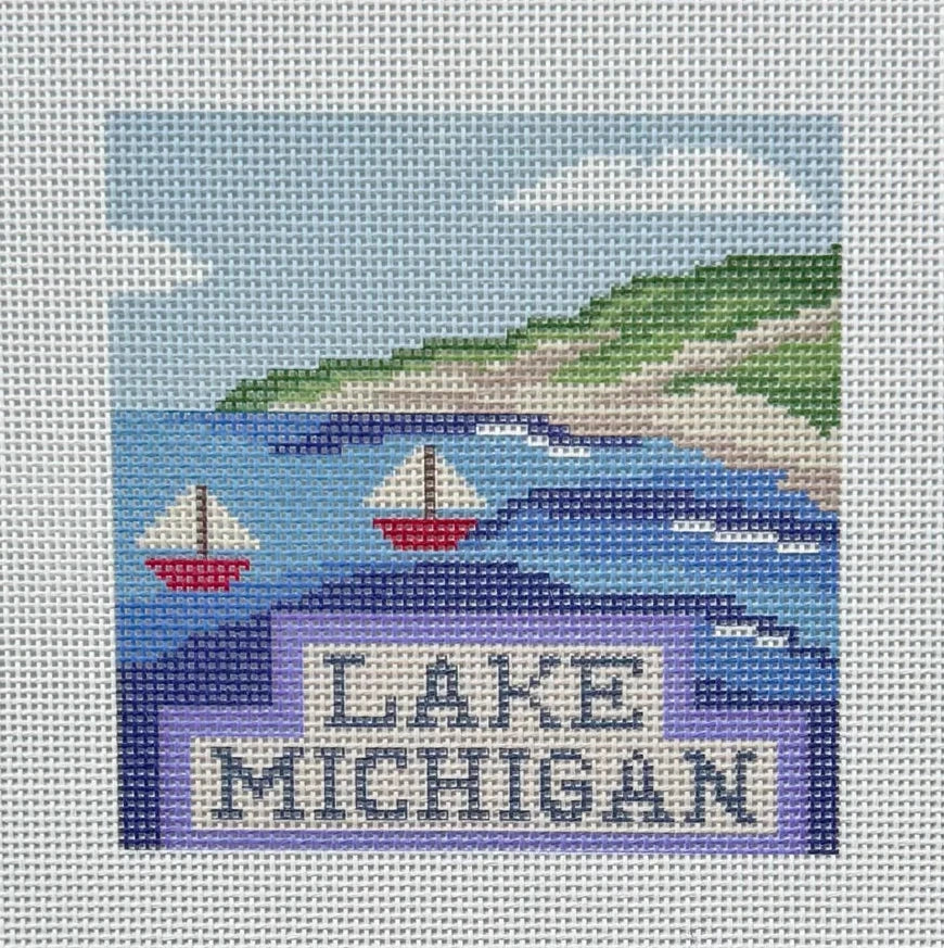 Lake Michigan Coast Needlepoint Canvas