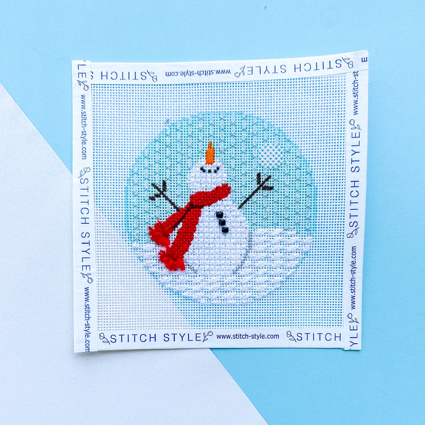 North Pole Snowman Round Needlepoint Canvas & Stitch Guide