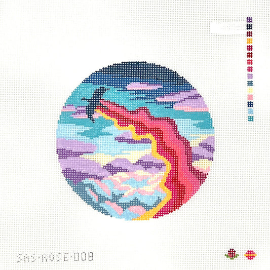 Sunset Dragon Round Needlepoint Canvas