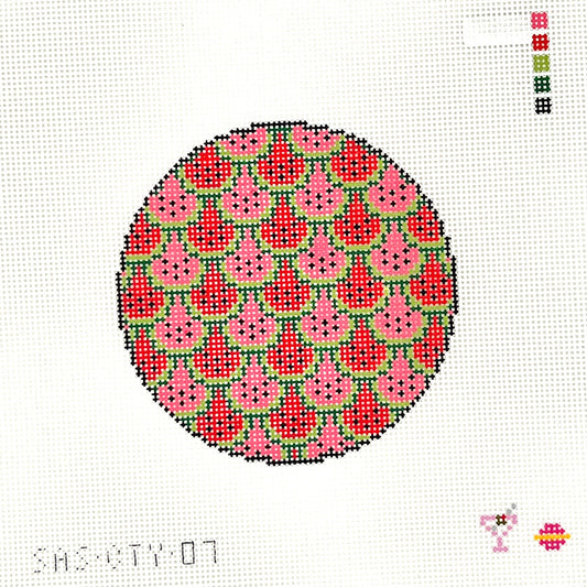 Watermelon Round Needlepoint Canvas
