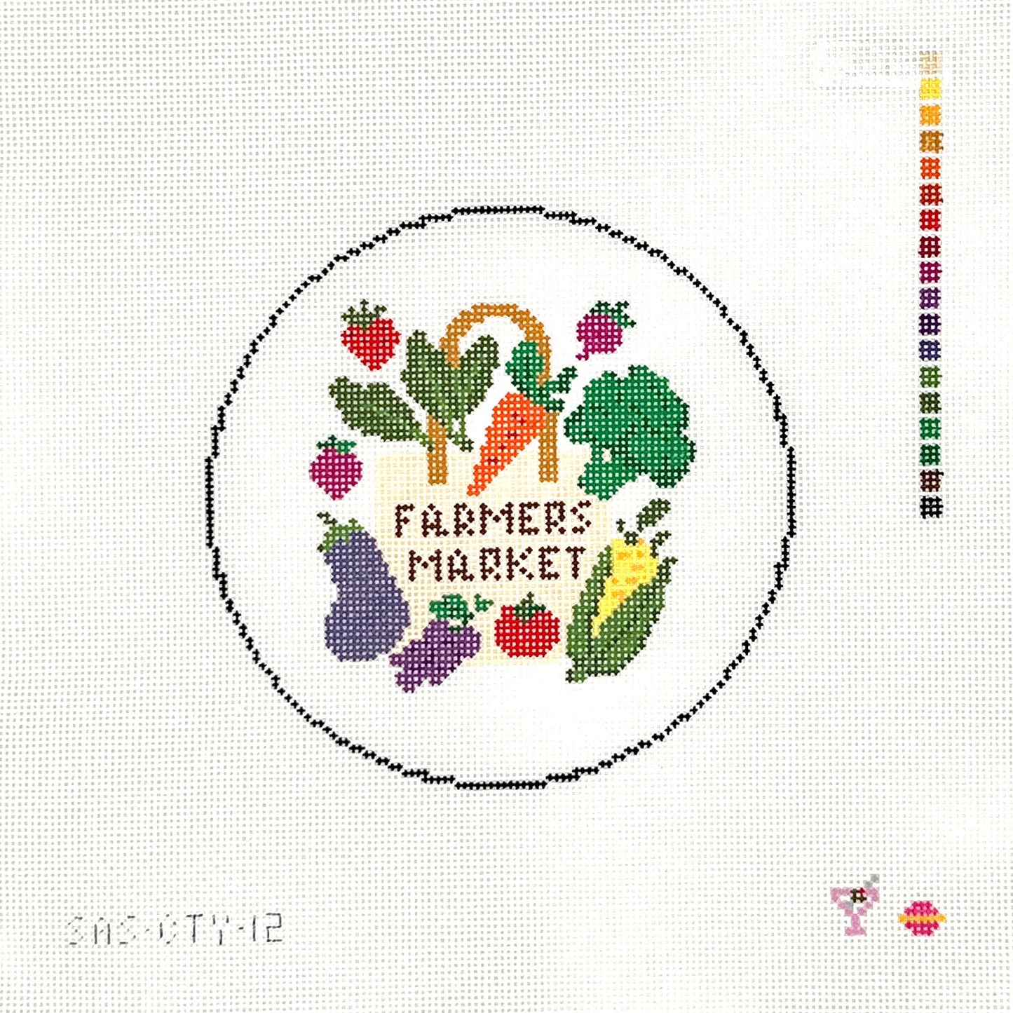 Farmers Market Round Needlepoint Canvas