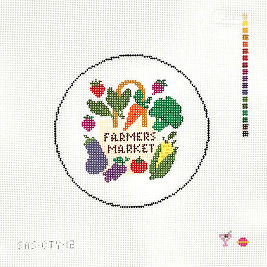 Farmers Market Round Needlepoint Canvas