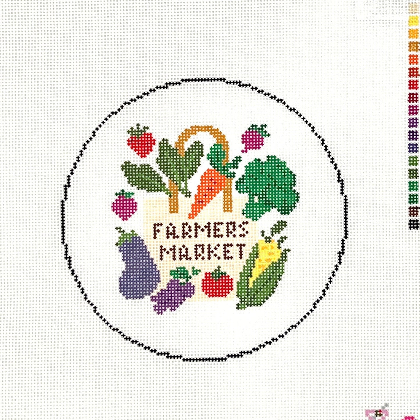 Farmers Market Round Needlepoint Canvas