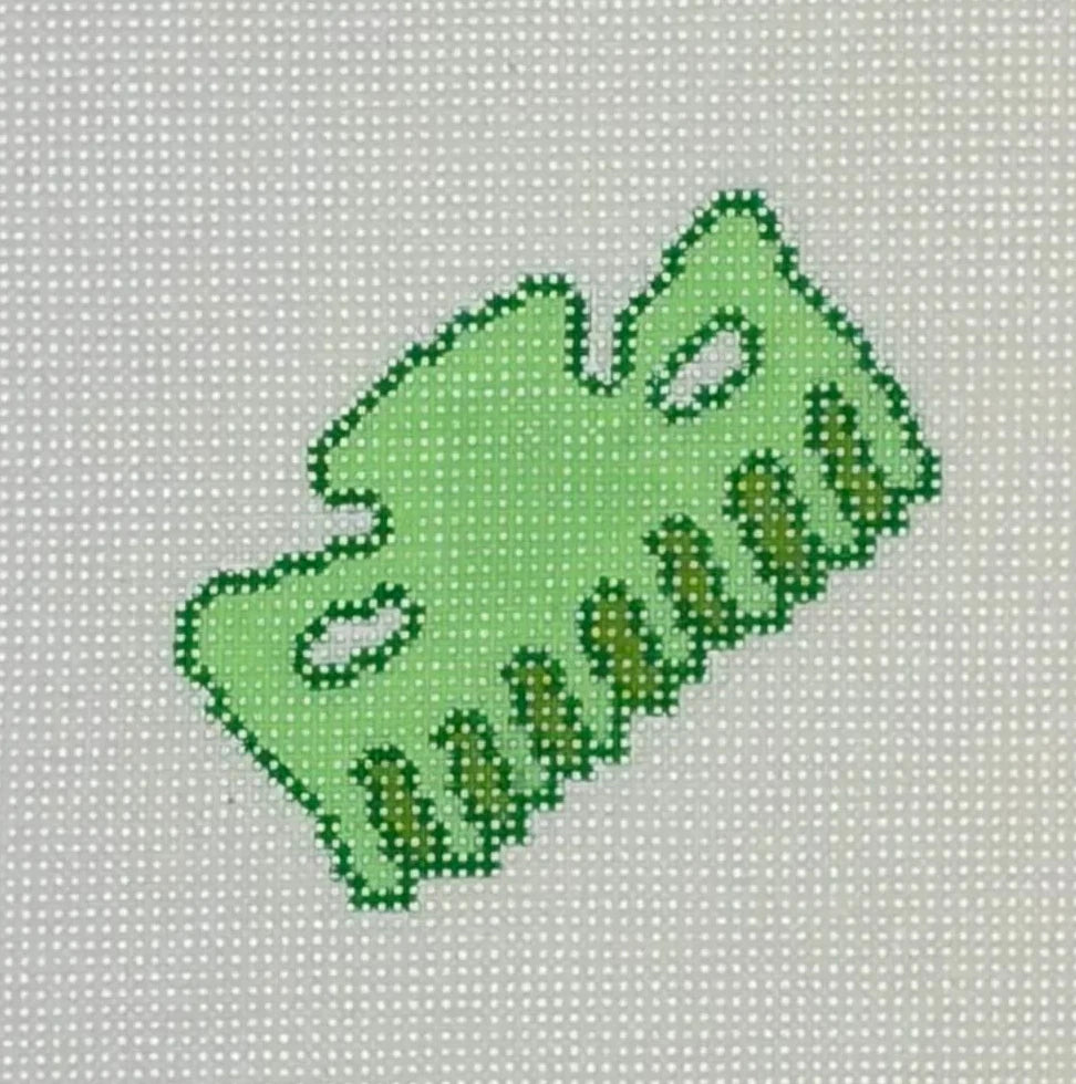 Mini Green Hair Clip Needlepoint Canvas