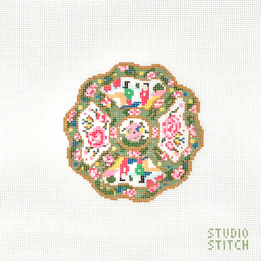 Rose Medallion Plate Needlepoint Canvas