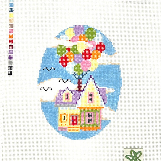 Floating Balloon House Needlepoint Canvas