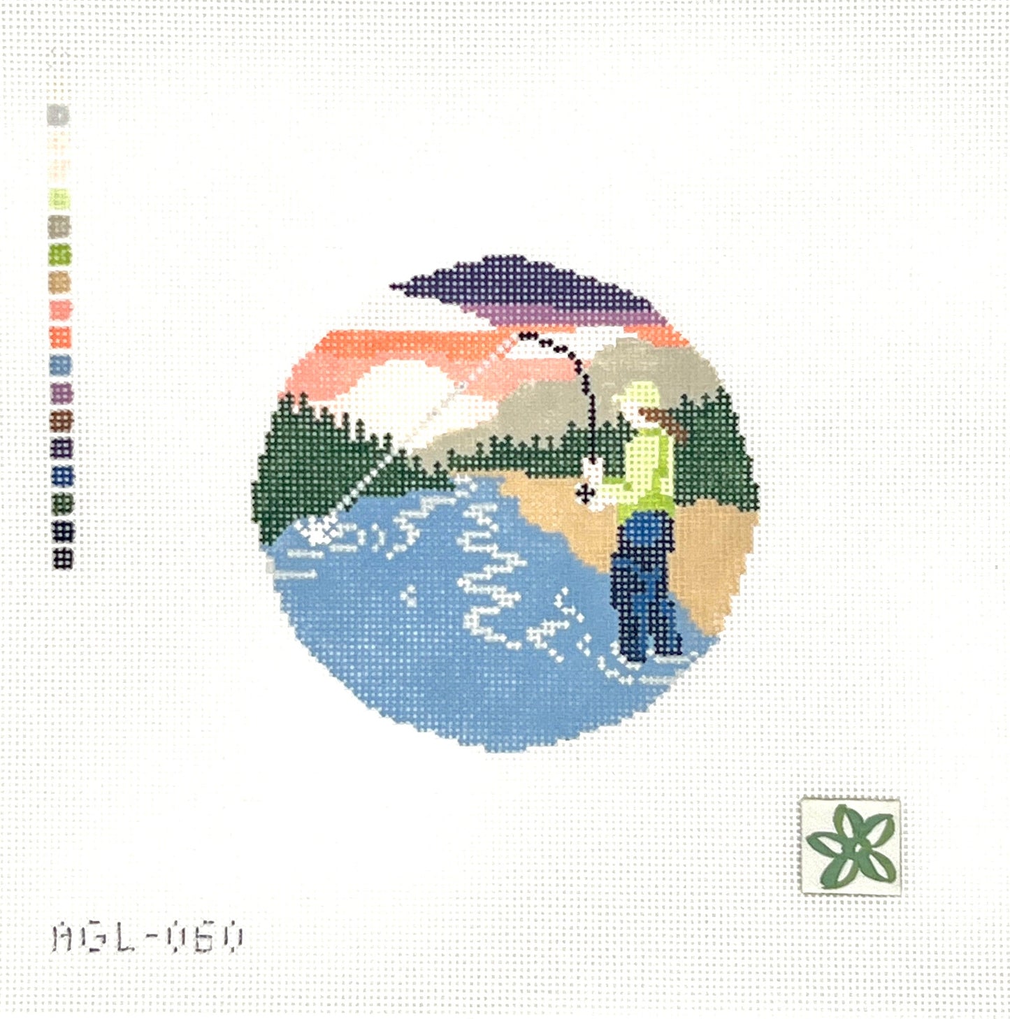 Fisherwoman Round Needlepoint Canvas