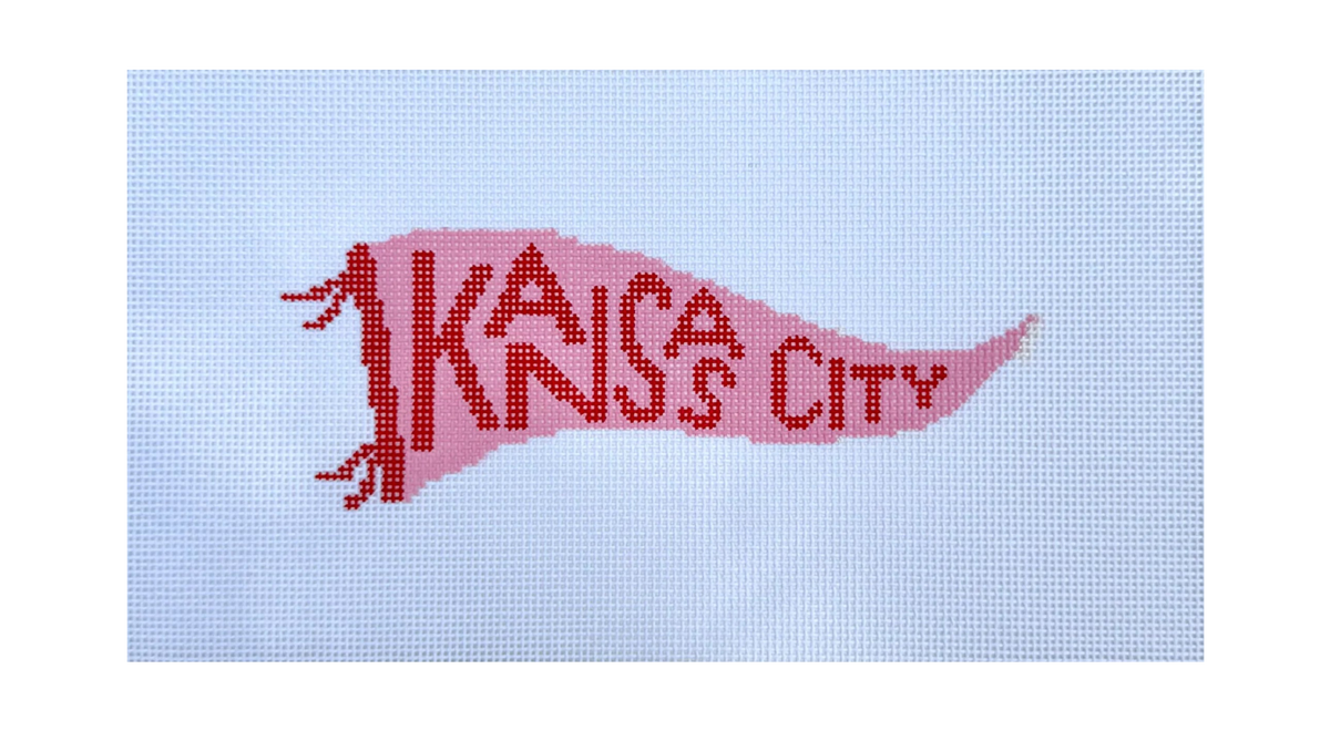 Kansas City Pennant Pink Needlepoint Canvas