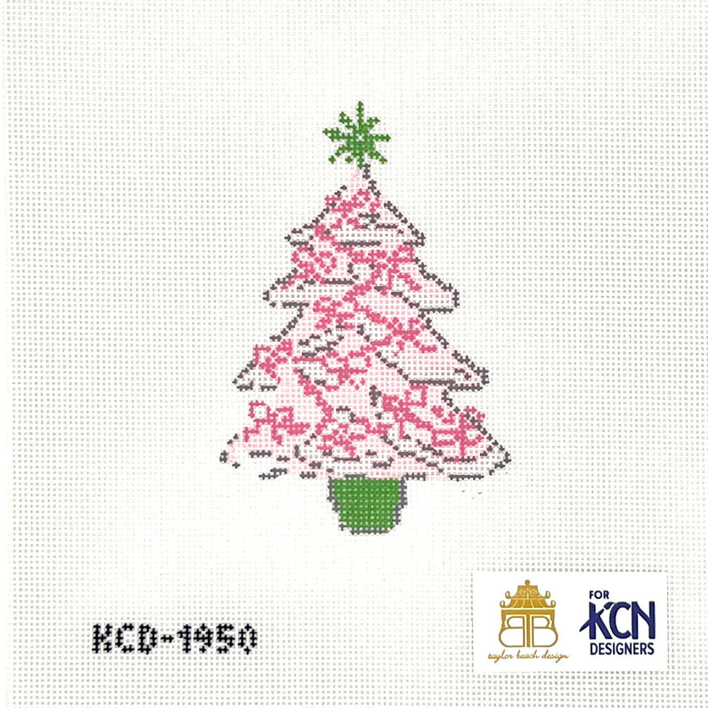 Pink Tree with Bows Needlepoint Canvas
