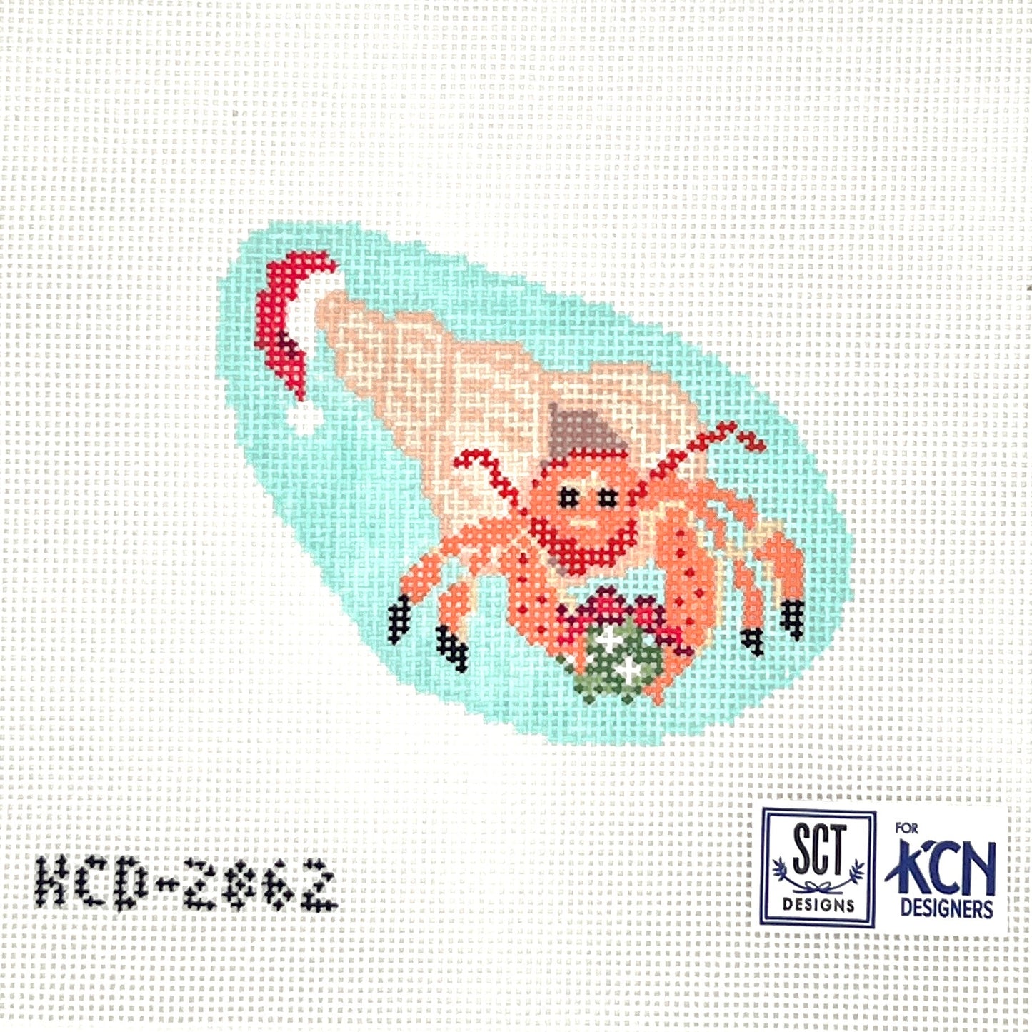 Holiday Hermit Crab Needlepoint Canvas