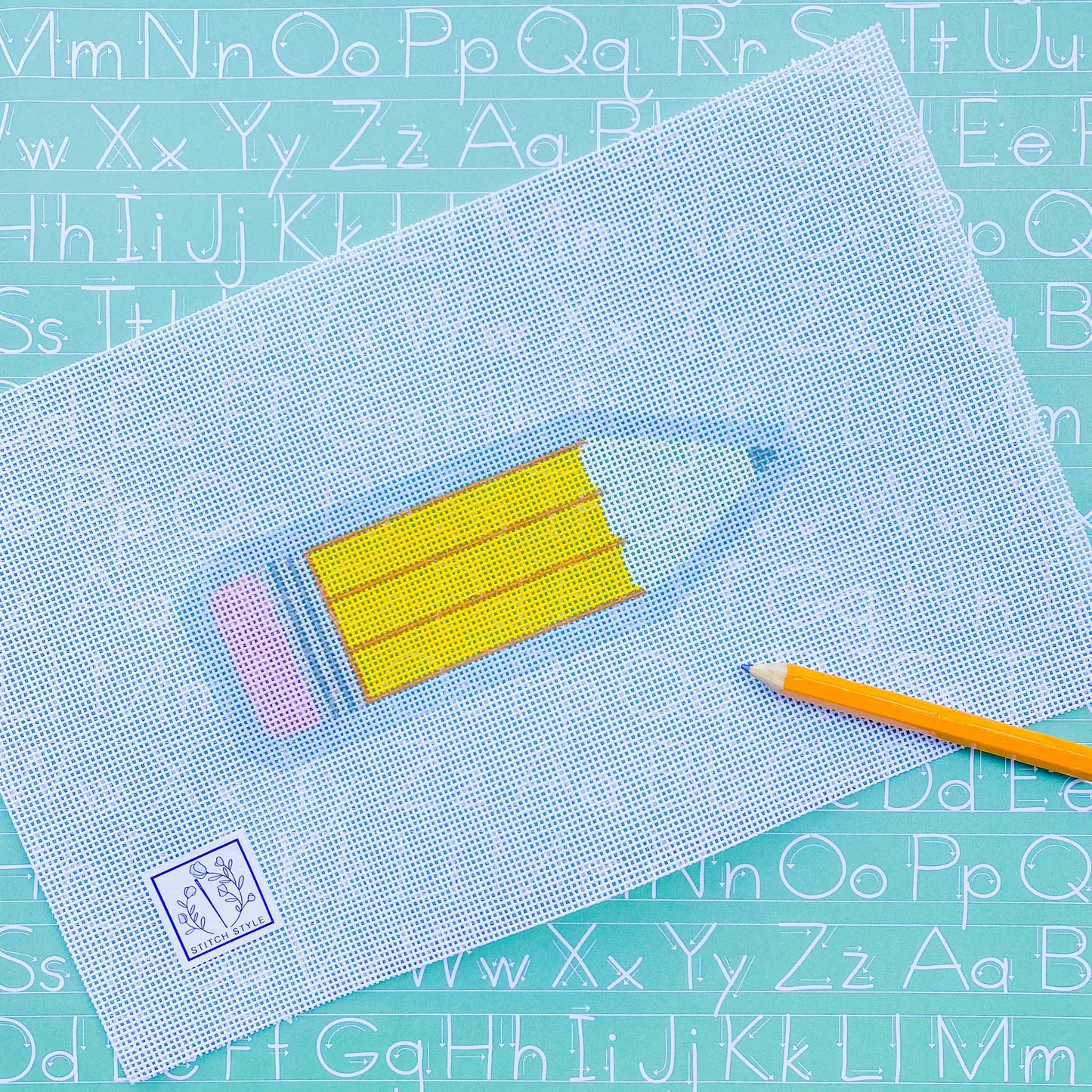 School Pencil Needlepoint Canvas & Stitch Guide