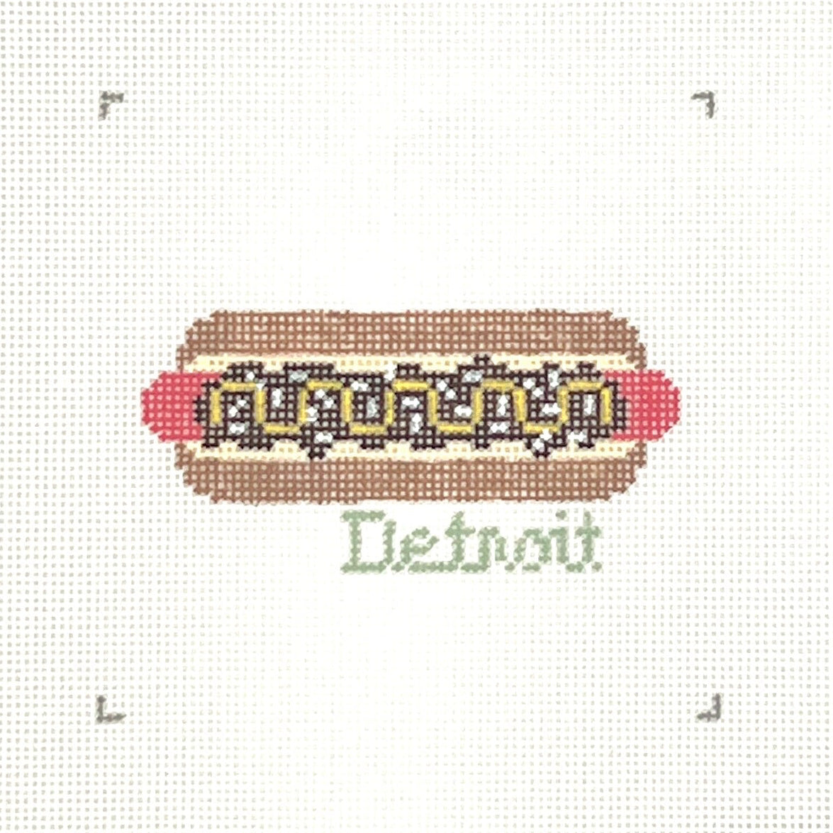 Detroit Coney Dog Needlepoint Canvas