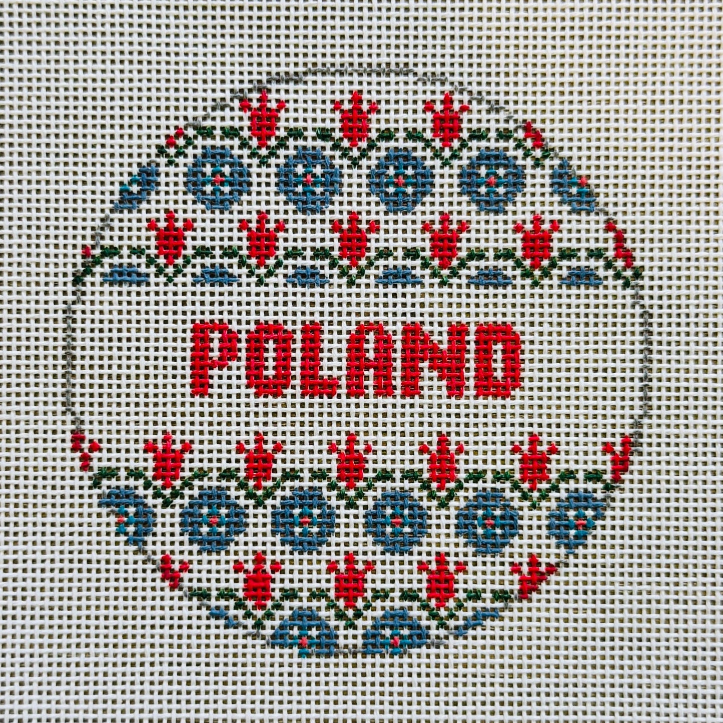 Poland Round Needlepoint Canvas