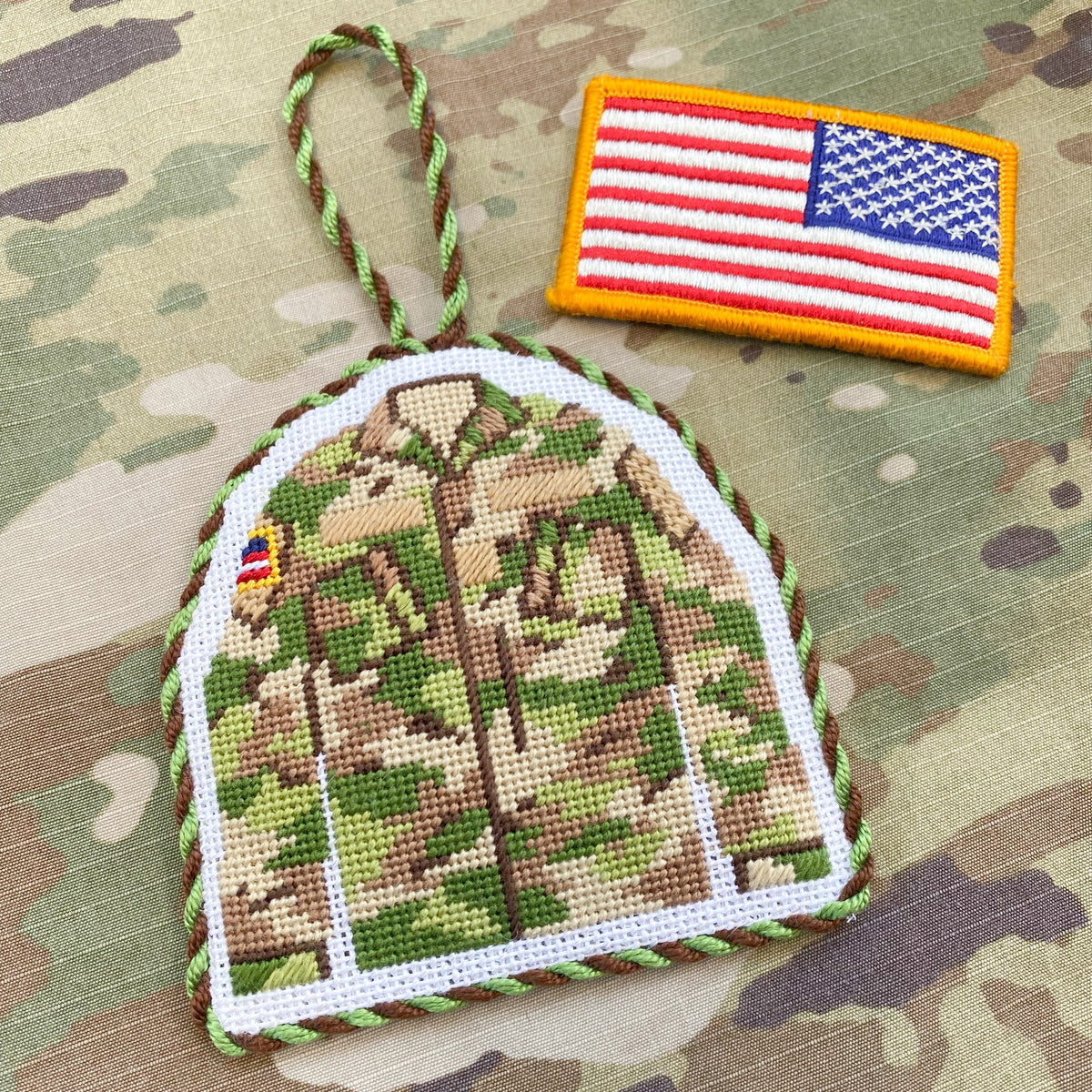Army Camouflage Blouse Needlepoint Canvas & Stitch Guide