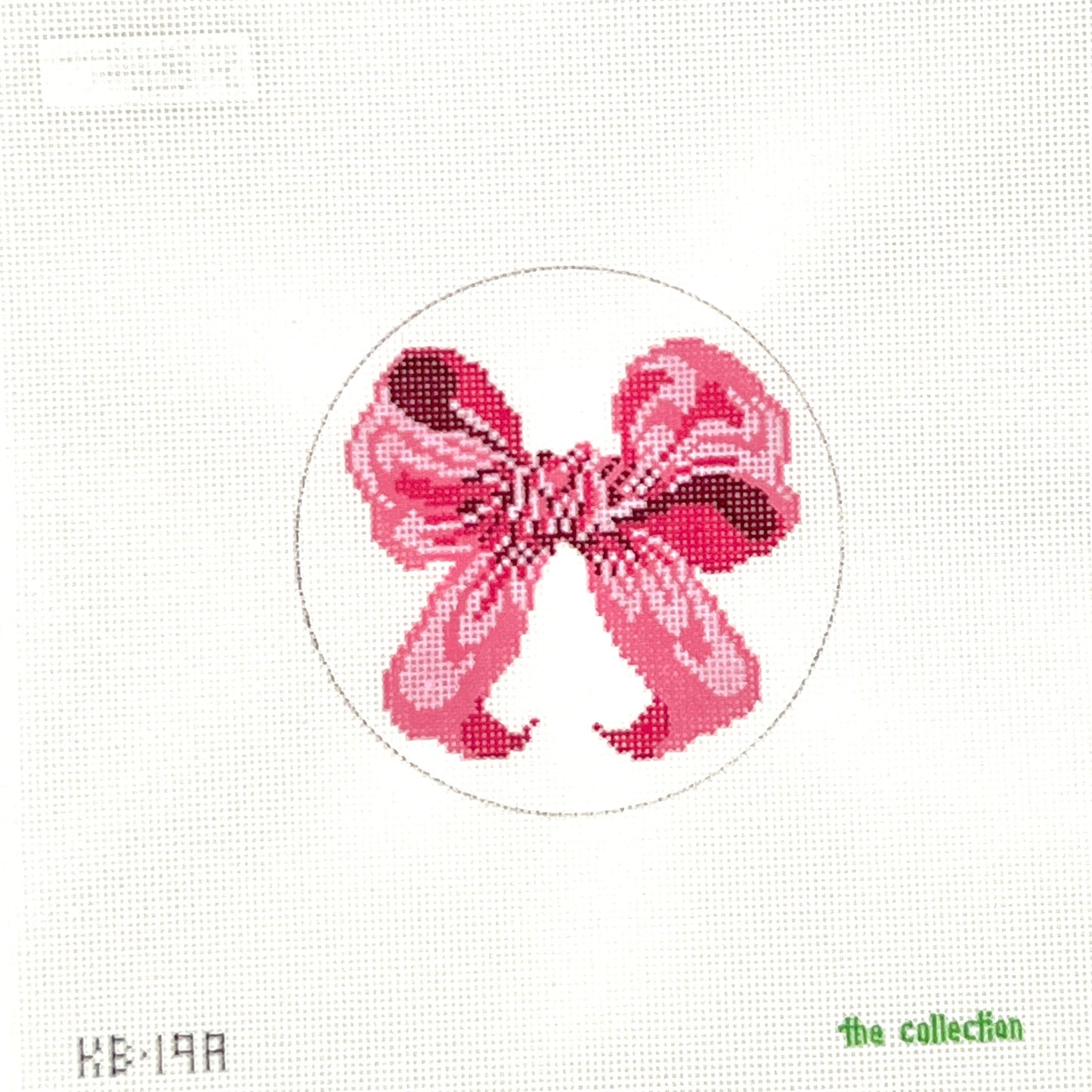 Small Bow Round - Pink Needlepoint Canvas