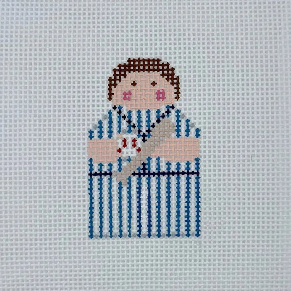 Striped Baseball Boy Stitch-It Angel Needlepoint Canvas