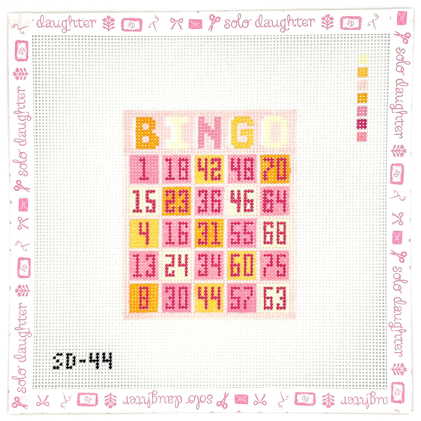 Pink Bingo Needlepoint Canvas