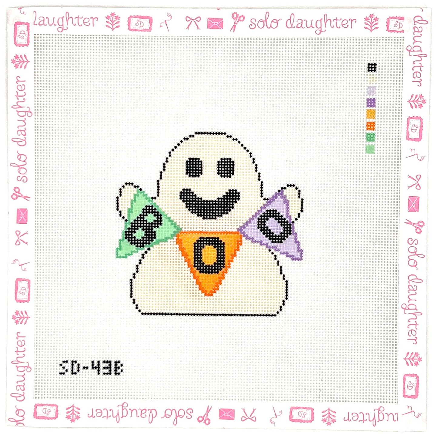 Ghost with Multi-Color Boo Sign Needlepoint Canvas
