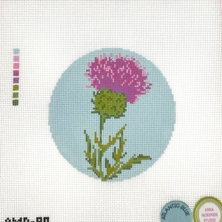 Flowers of the Bible: Thistle Round Needlepoint Canvas