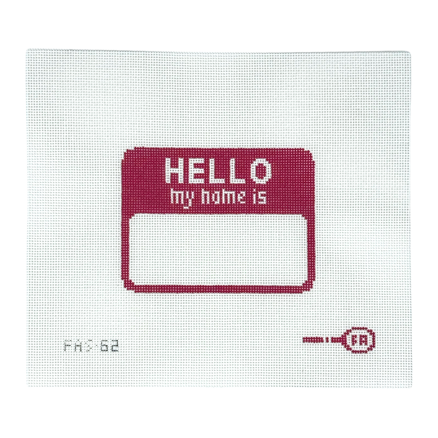 Hello my name is tag pink Needlepoint Canvas