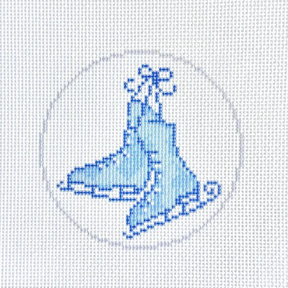 Ice Skate Round Needlepoint Canvas