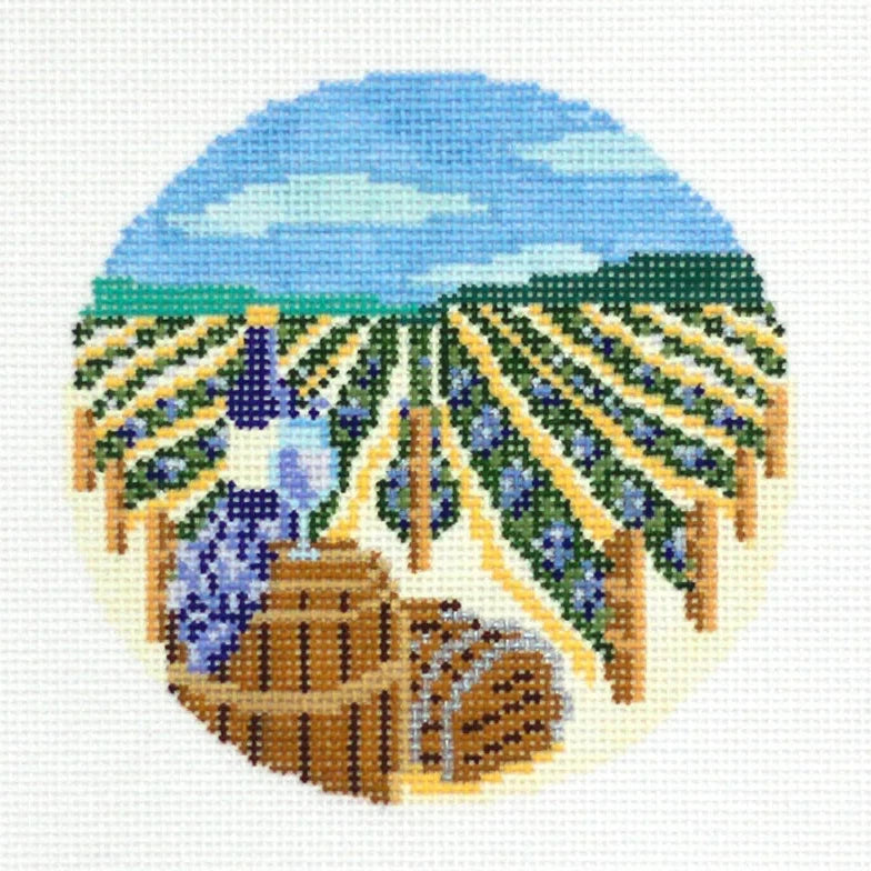 Weekend at the Winery Round Needlepoint Canvas