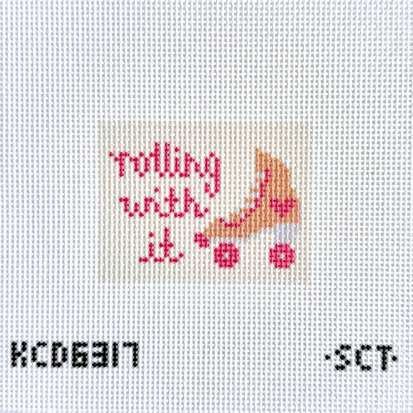 Rolling With It Bag Tag Needlepoint Canvas