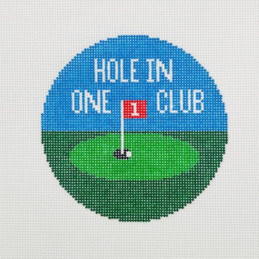 Hole in One Club Round Needlepoint Canvas