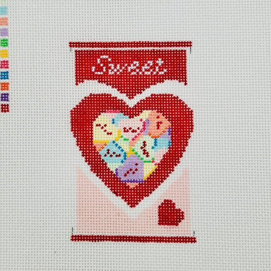 Conversation Hearts Box Needlepoint Canvas