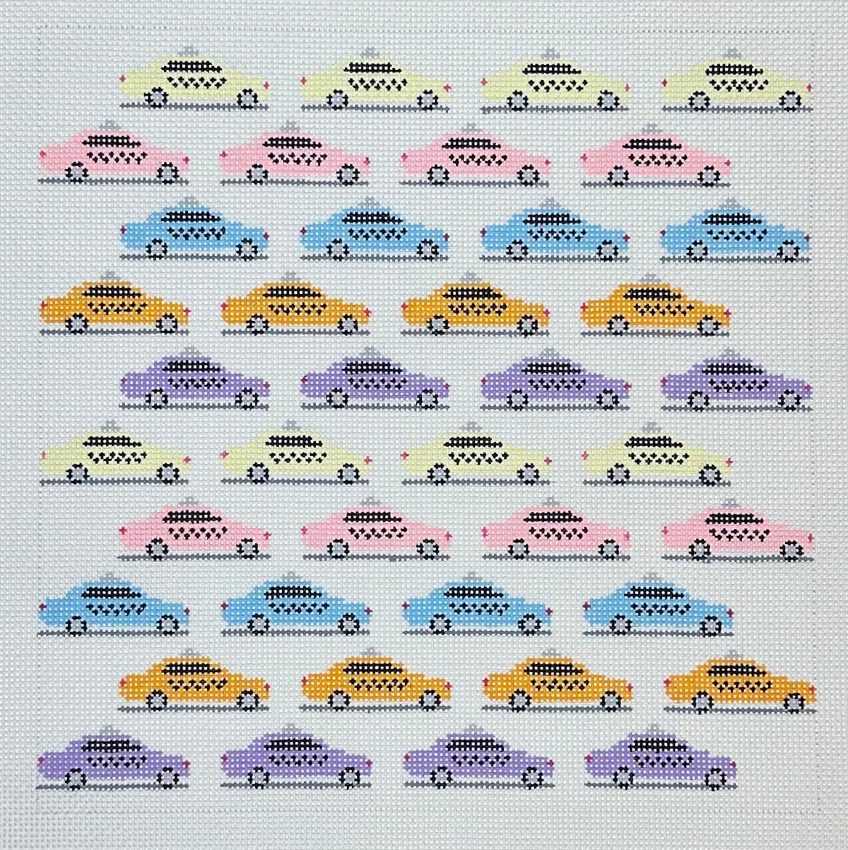 Colorful Taxi Cabs Needlepoint Canvas