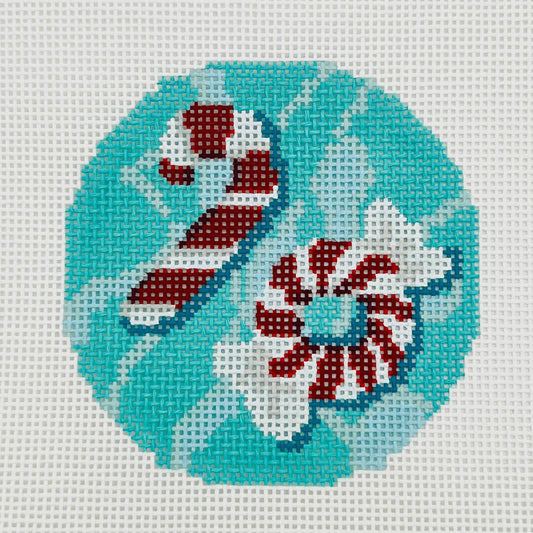 Coastal Christmas Pool Round Needlepoint Canvas