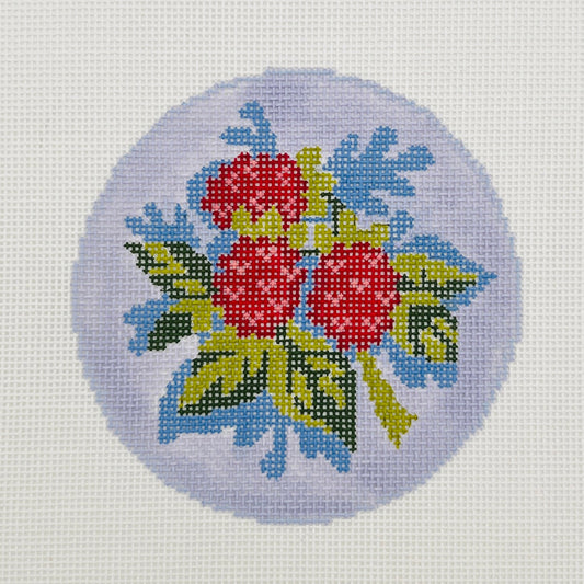 Raspberry Round Needlepoint Canvas