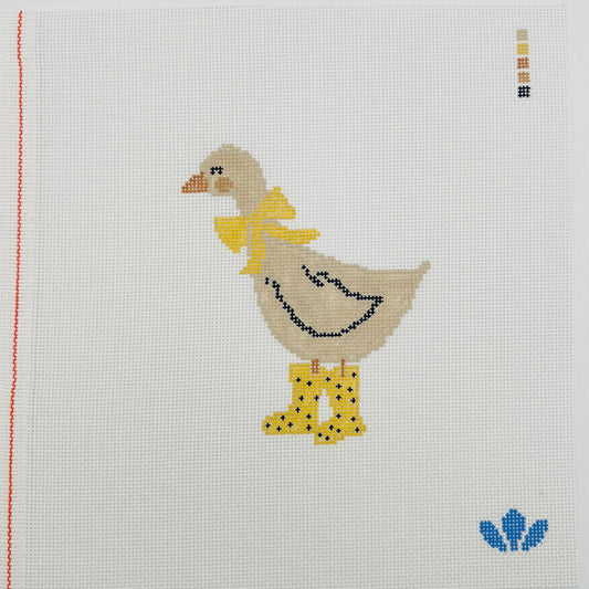 Duck in Boots - Yellow Needlepoint Canvas