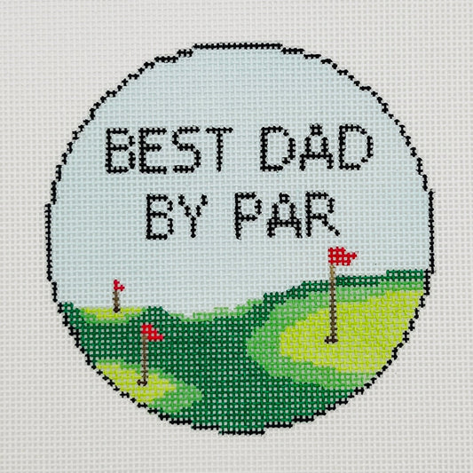 Best Dad By Par Round Needlepoint Canvas