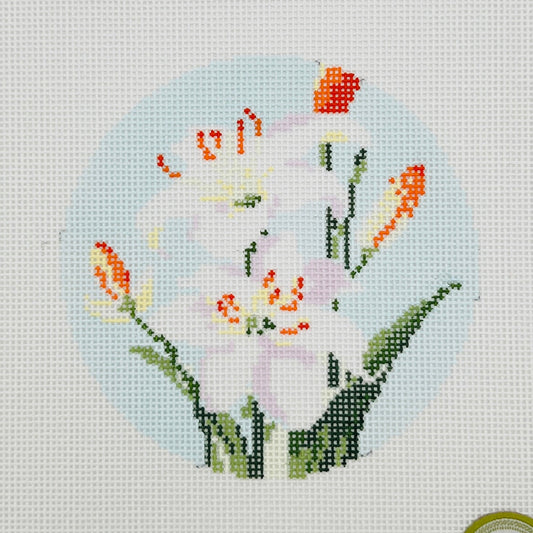 Lily of the Field Round Needlepoint Canvas