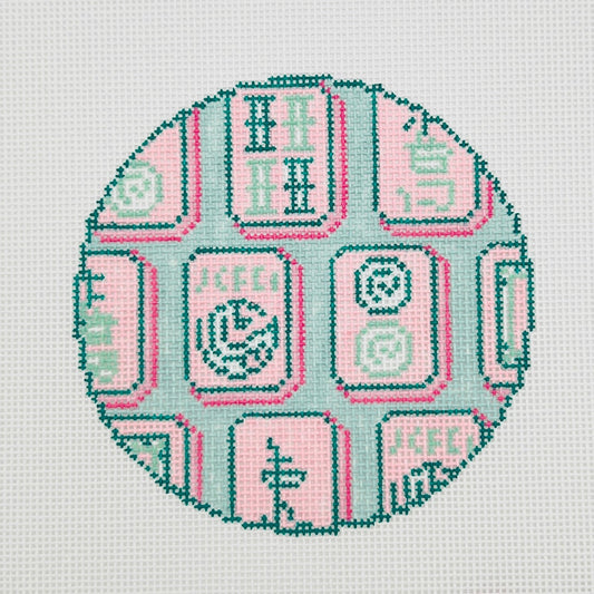 Mahjong Tiles Round Needlepoint Canvas