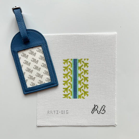 Self Finishing Set: Green Airplane Houndstooth and Blue Luggage Tag