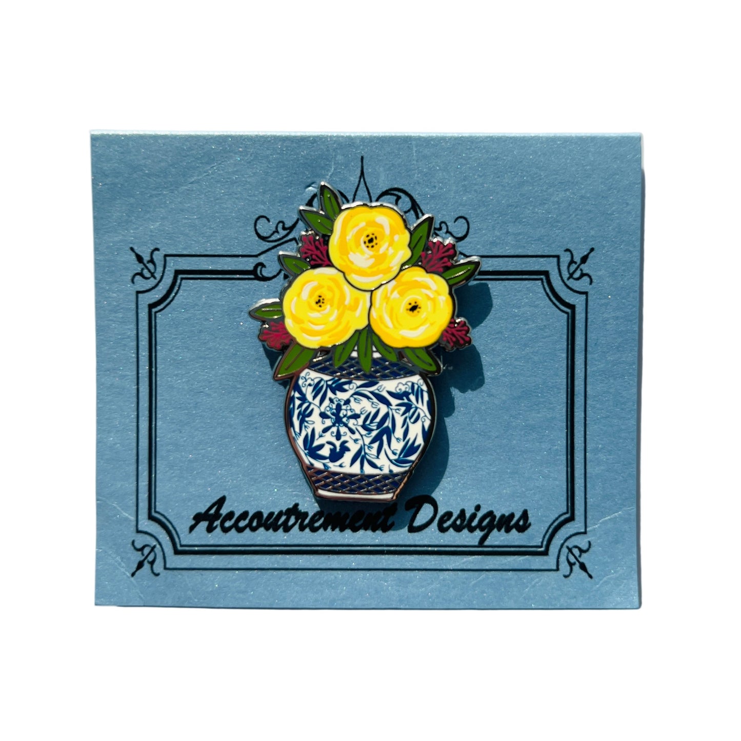 Yellow Flowers In Blue Vase Needle Minder