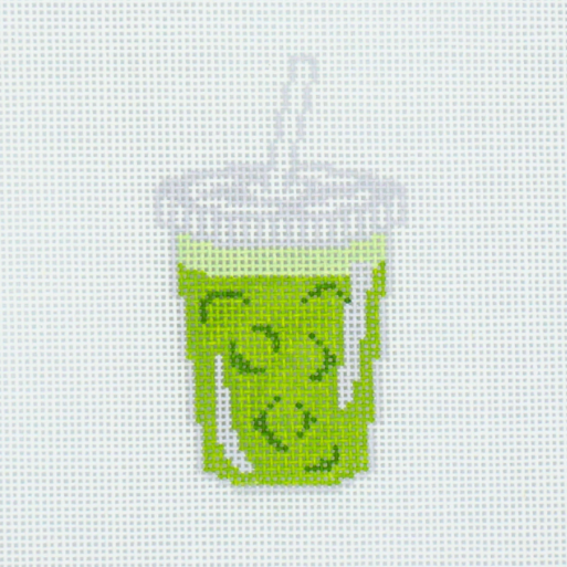 Iced Matcha Latte Needlepoint Canvas