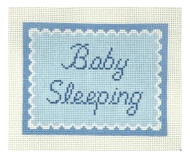 Baby Sleeping - Blue Scallops Needlepoint Canvas
