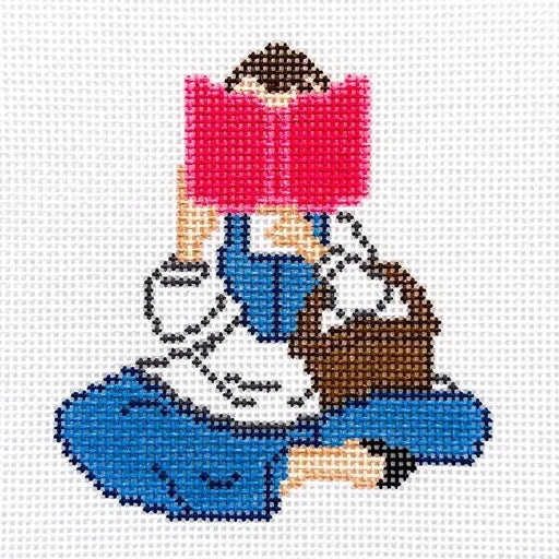 Nose Stuck in a Book Needlepoint Canvas