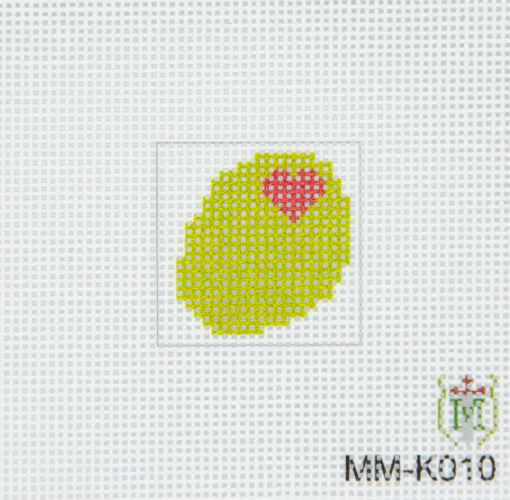 Mini Heart Olive Needlepoint Canvas
