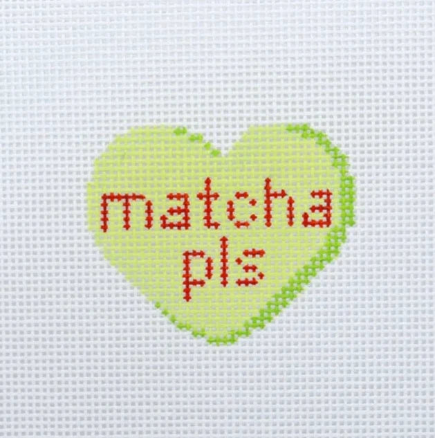 Matcha Please Candy Heart Needlepoint Canvas