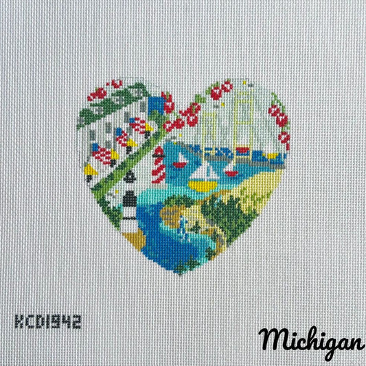 Michigan Heart Needlepoint Canvas