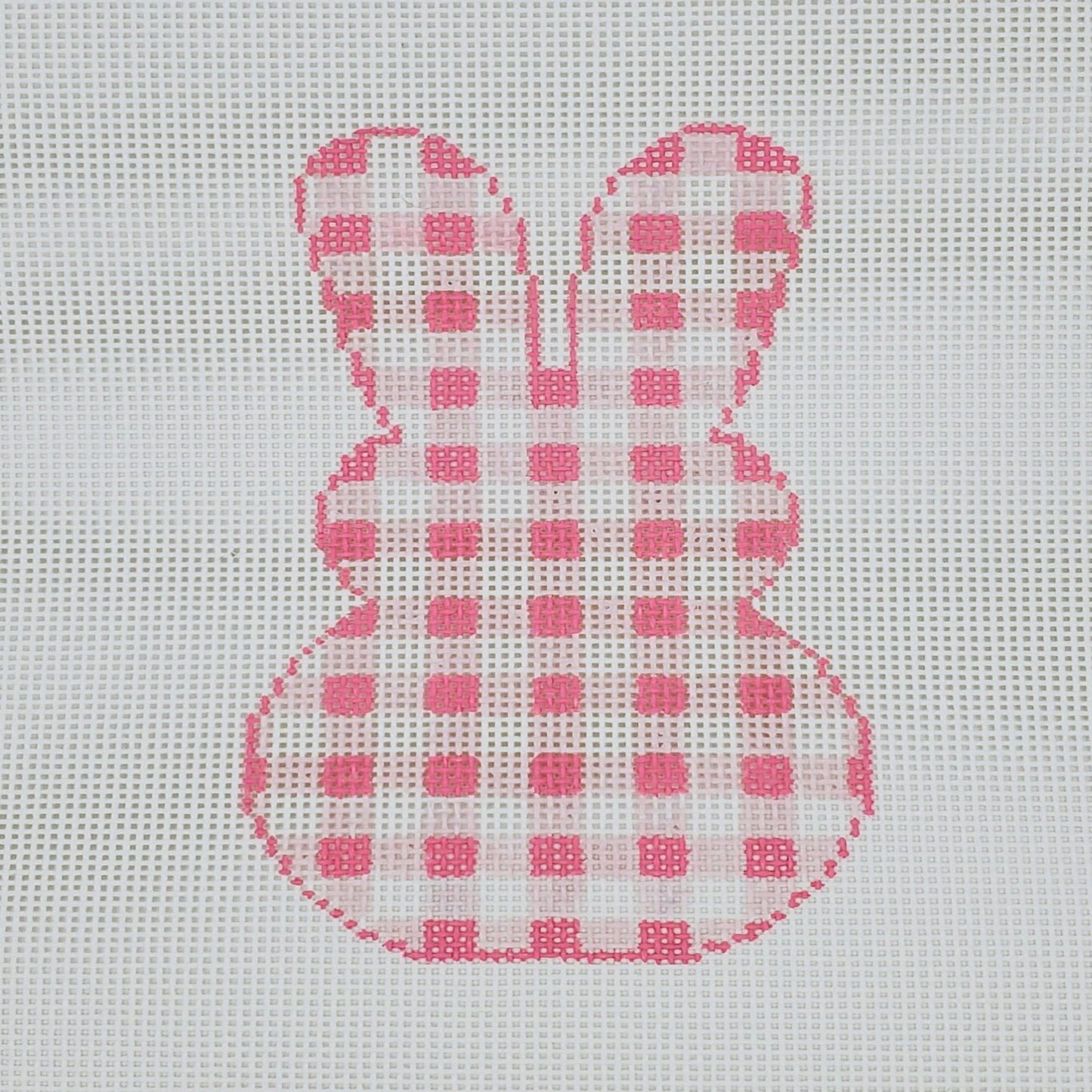 Pink Gingham Peeps Bunny Needlepoint Canvas