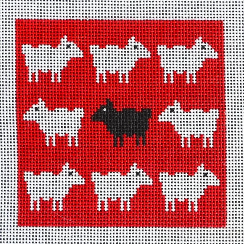 Diana Black Sheep Square Needlepoint Canvas