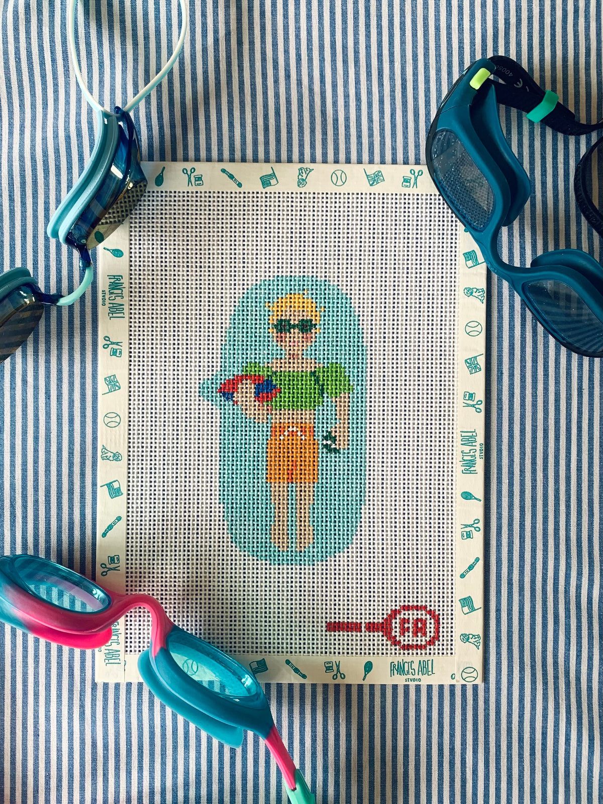 Toddler Boy Pool Rat Needlepoint Canvas