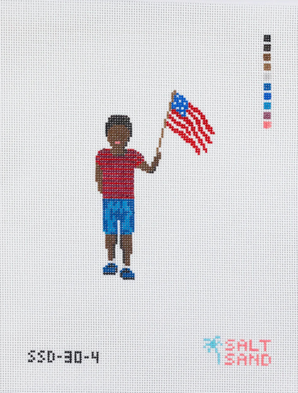 Parade Kids Boy With Dark Skin Tone Needlepoint Canvas
